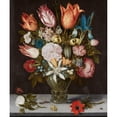 thumbnail image 2 of Bosschaert, Ambrosius 15x17 Gold Ornate Wood Framed with Double Matting Museum Art Print Titled - Flowers in a Glass, 2 of 4
