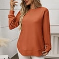 thumbnail image 6 of vigerkar Womens Tops Crewneck Long Sleeve Waffle Knit Solid Color Shirts Loose Casual Tunic Tops (Coffee, XXL), 6 of 7
