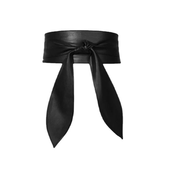 KuKuZhu Women Corset Belts For Dress Soft Pu Leather Ties Bowknot Wide Waistband Ladies Coat Decoration Lace Up Belt Black Cummerbund