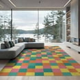 thumbnail image 2 of ODIKA 8'x10' Washable Area Rug Whimsical Checkerboard Hippie Inspired Multicolor Block Funky for Living Room, Under Sectional, Family , Durable, Non-Slip, 2 of 7