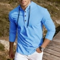 thumbnail image 3 of Generic Mens Solid Long Sleeve Henley Shirts Casual Button Up Workout Gym Hoodie Shirt Loose Fit Cotton Spring Fall Sweatshirt, 3 of 4