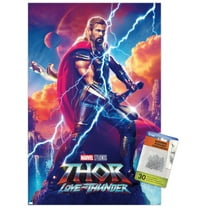 Marvel Thor: Love and Thunder - Thor Odinson One Sheet Wall Poster with Push Pins, 14.725" x 22.375"