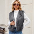 thumbnail image 2 of larppty Women's Faux Fur Waistcoat Vest Fuzzy Sleeveless Open Front Outwear Winter Warm Fluzzy Vest Jacket Coat (Grey, XL), 2 of 6