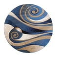 thumbnail image 2 of Emma + Oliver 8'x8' Round Modern Abstract Ultra Soft Olefin Area Rug with Blue and Beige Swirl Design and Durable Jute Backing, 2 of 7