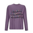 thumbnail image 3 of Wyobmus Mens Soft Active Shirt Long Sleeve Crewneck Athletic Undershirt Casual Home Wear Printed Pajama Tops A-Purple, 3 of 3