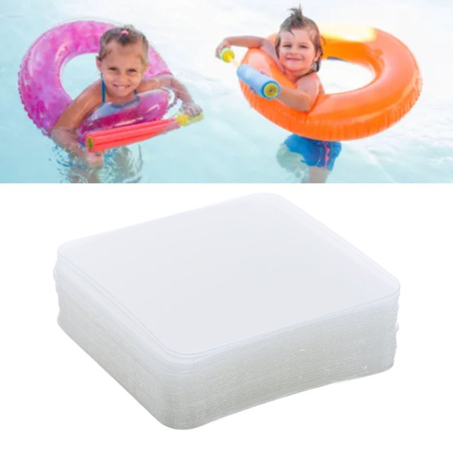 Kit de reparación de parches de la piscina, 120 pcs kit de reparación de perches transparente inflable para balsas kayaks canoas