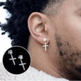 thumbnail image 4 of EOEMY Zircon Cross Earrings Exaggerated Ear Studs Fashion Men Women'S Ear Rings Au.-Gold, 4 of 8