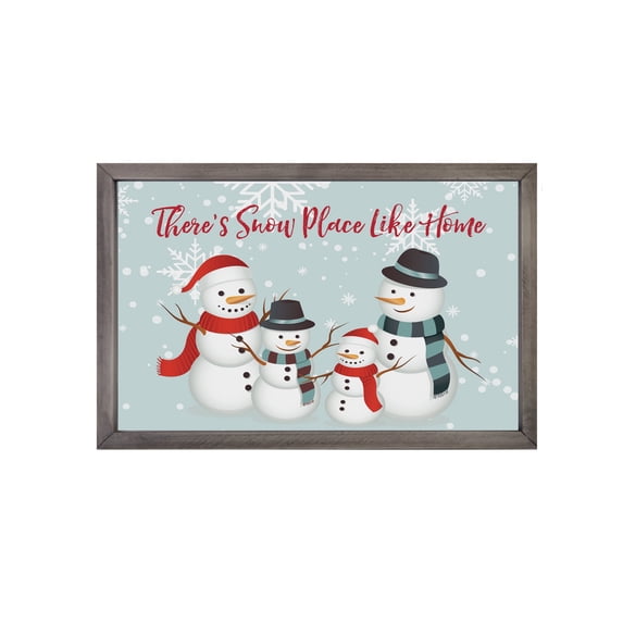 Merry Christmas Framed Shadow Box - Snowman There's Snow Place