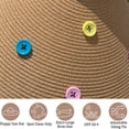 thumbnail image 4 of Sombrero de paja con parte superior vacía y botón de color con circunferencia de la cabeza de 56-58 cm para mujer, sombrero de verano de ala grande con protección solar, sombrero de playa, 4 of 5