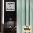 thumbnail image 3 of Green Blackout Curtains for Bedroom/Living Room, Pinch Pleated Black Out Curtains, Modern Abstract Art Ombre Striped Room Darkening Window Drapes with Hooks 2 Panels, 59"x70", 3 of 8