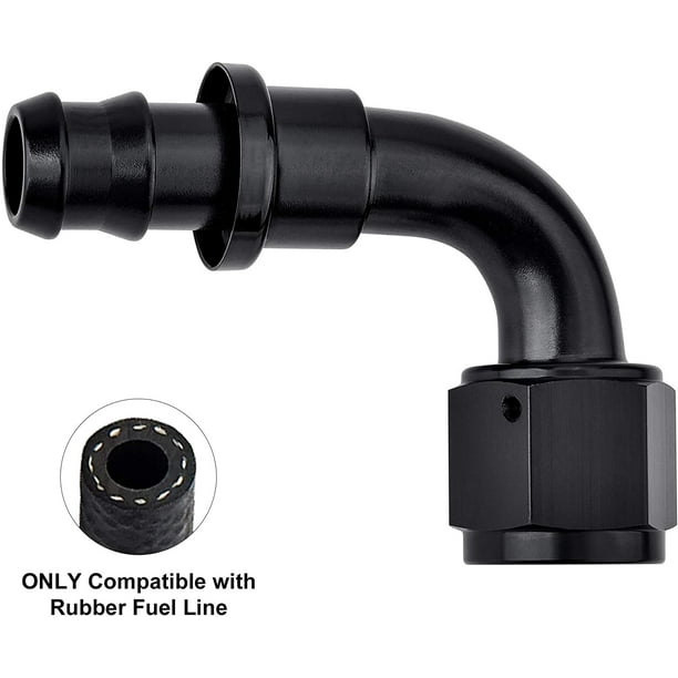 EVIL ENERGY 8AN 90 Deg Fittings Hose End Push Lock Black for 1/2 Inch ID  Nylon Rubber CPE Fuel Line 