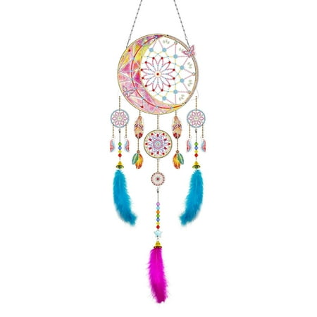 

CHAOMA 5D DIY Diamond Painting Dream Catcher Pendant Feather Embroidery Art Kit for Home Indoor Outdoor Garden Yard Decoration Ornament Crafts