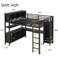 thumbnail image 6 of Queen Size Loft Bed with Wardrobe and L-Shaped Desk, Metal Loft Bed with Storage Cubes and Shelves, Heavy Duty Space Saving Bed for Teens, Adults, Small Spaces, Black, 6 of 10