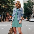 thumbnail image 4 of Fotbe Teal Green Glitter Vestido de Verano sin Mangas para Mujer – Vestido Midi Línea A, Estilo Camiseta Floral, Vestido Playero Casual y Fluido, 4 of 7