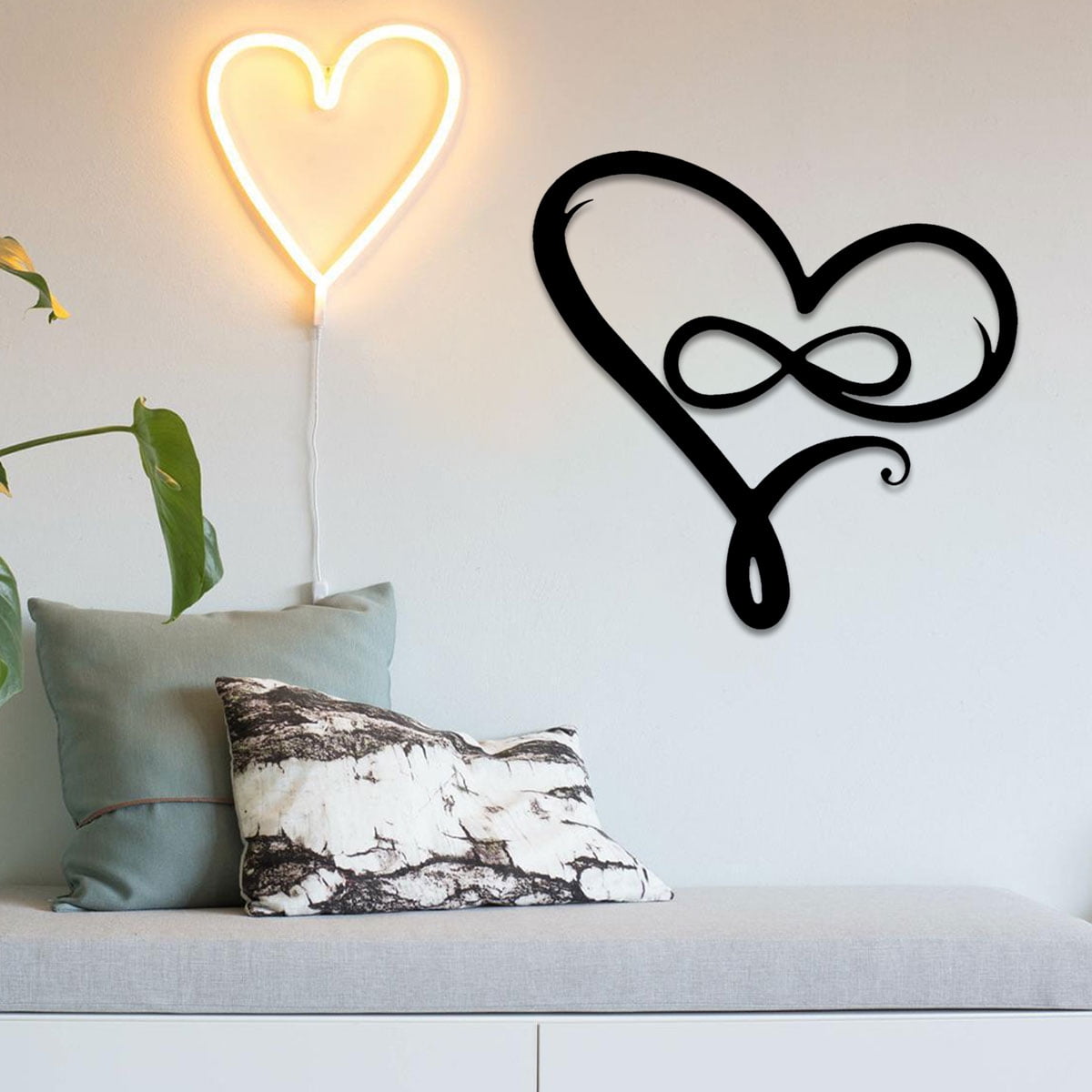 Office Family Metal Wall Sign Black Heart Family Sign Decorative Art Wall Sign Geometric Metal Wall Decor Decorative Black Word Sign Farmhouse Metal Wall Sign for Home Living Room Decor