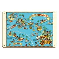 Map of the Territory of Hawaii - American Samoa - Pictorial Map - Vintage Pictorial Map by Ruth Taylor White c.1935 - 8 x 12 inch Vintage Wood Art Sign