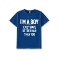 thumbnail image 4 of Kid Boys Tops "I'm A Boy I Just Have Better Hair Than You" Casual Letter Graphics T-shirt For Summer Outdoor 7-15, 4 of 8