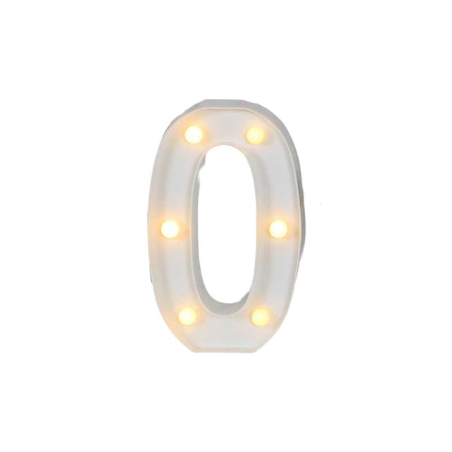 Billuyoard Boda cumpleaños ceremonia número en forma de luz portátil con pilas lámpara numérica decoración de banquete de oficina en casa Kits de decoración para fiestas Número 0