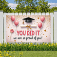 thumbnail image 2 of Graduation Cap Graduation Banner Diploma Achievement Banner Pink Balloons Lollipop Confetti Banner for Graduation Ceremony School Event Student Celebration, 2 of 5