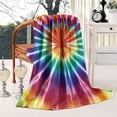 thumbnail image 2 of Colorful Rainbow Tie Dye Spiral Pattern Blanket,Comfortable Soft Lamb Wool Throw Blanket,All Season,Warm Lightweight Blankets for Sofa Bed Couch Living Room Chair,50"x60", 2 of 4