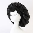 thumbnail image 3 of Gorro de satén para mujer, gorro para dormir liso, banda elástica para atar, gorro de ducha de noche, gorro ajustable para la cabeza del pelo para mujer, 3 of 4