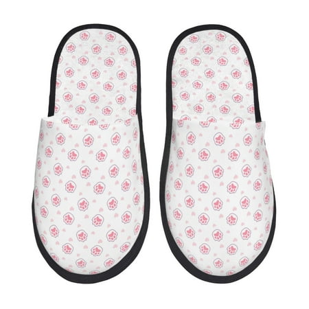 Balery Animal Pink Color Paw Slient Indoor Furry Fleece Comfort House Shoes Soft Non-Slip Home Shoes Cotton slippers House Slippers-- Medium