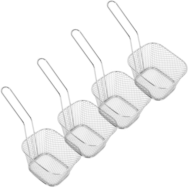 Colador de papas fritas, 4 piezas, herramienta de cocina para freír de acero inoxidable, red para freír diseñada meticulosamente