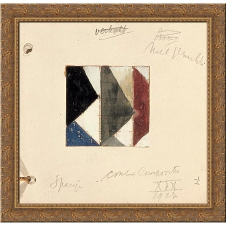Studie voor Contra compositie XIX 20x20 Gold Ornate Wood Framed Canvas Art by Theo van Doesburg