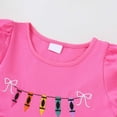 thumbnail image 5 of Quealent Toddler Baby Girl Back to School Dress Crayon Bow Embroidery Puff Sleeve Dresses Summer Clothes (Hot Pink, 18-24 Months), 5 of 9