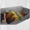 thumbnail image 5 of Landscape Soft Flannel Fleece Throw Blanket, Tropic Caribbean Coast with Palms at Sunset, Cozy Plush for Indoor and Outdoor Use, 70" x 90", Burnt Orange Sea Green, by Ambesonne, 5 of 5