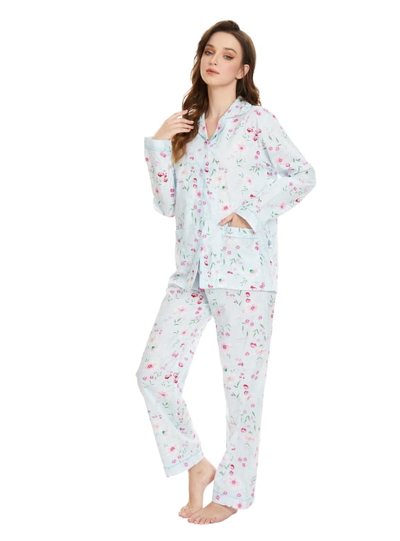 Womens 100 Cotton Pajamas Set
