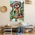 thumbnail image 2 of Abstract Tapestry, Doodle Bird Character Eyes Eyesight Goofy Portrait Unusual Retro Illustration, Wall Hanging for Bedroom Living Room Dorm Decor, 60W X 80L Inches, Multicolor, by Ambesonne, 2 of 5