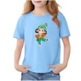 thumbnail image 2 of Blusas y camisas de manga corta con cuello redondo para niños Camiseta de verano de manga corta estampada para niñas Jersey elegante de cuello redondo para niñas Top de algodón para niños, 2 of 6