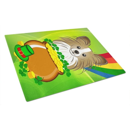 

Caroline s Treasures Papillon St. Patrick s Day Glass Cutting Board Large