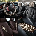 thumbnail image 4 of HUIACONG Cow Print Seat Covers for Cars for Women Full Set Cute Car Accessories 14 Pcs Including Steering Wheel Cover Seat Belt Covers Arm Rest Cover Coasters Headrest Cover Keychain Universal Fit, 4 of 8