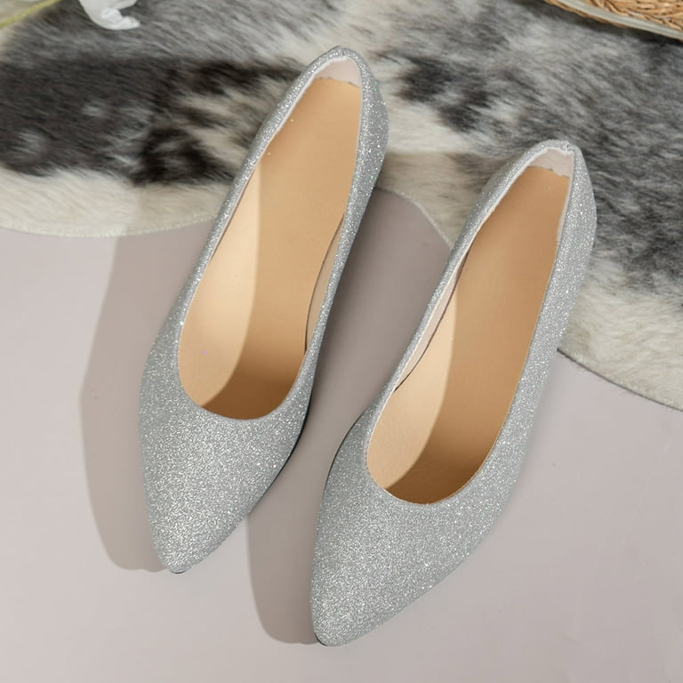 Silver glitter orders flats