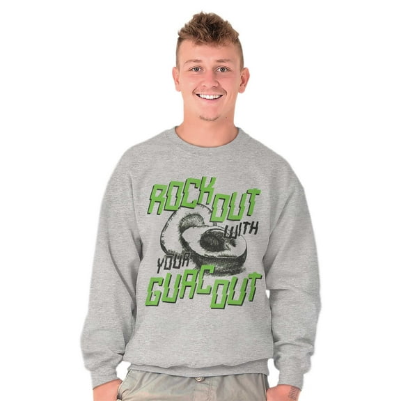 Rock With Guac Out Fun Guacamole Pun Unisex Plus Fleece Graphic Sweatshirt Brisco Brands 2X
