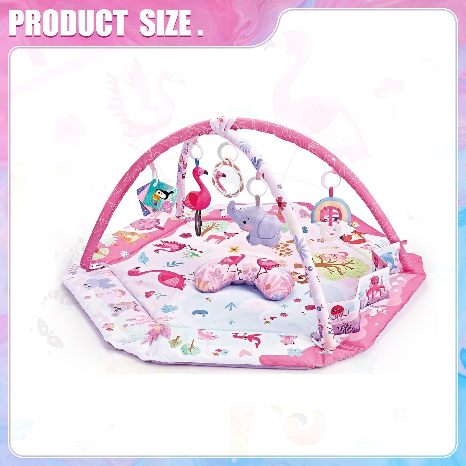 KOPPOP 4-in-1  Play Gym & Activity Mat with Ball Pit, Safe for Tummy Time & Play Pink