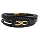 thumbnail image 1 of Pulsera para hombre, estilo sencillo, con hebilla magnética, de oro negro y varias capas, hecha a mano, de cuero trenzado, 1 of 15
