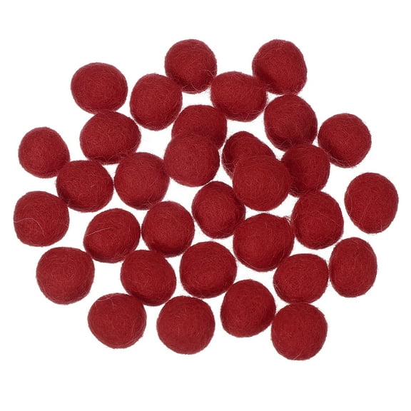 Uxcell 30 Pcs Wool Felt Balls Beads, 0.6 Inch Felt Pom Poms for Crafts, Handmade Pompoms Bulk Small Bead for Nursery Handicrafts and DIY Art Decoration, Burgundy