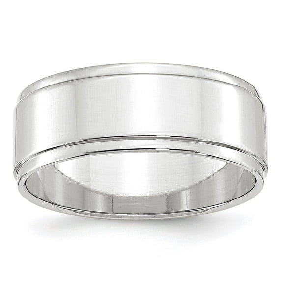 10k White Gold 8mm Flat with Step Edge Wedding Band Size 5.5 1WFLE080