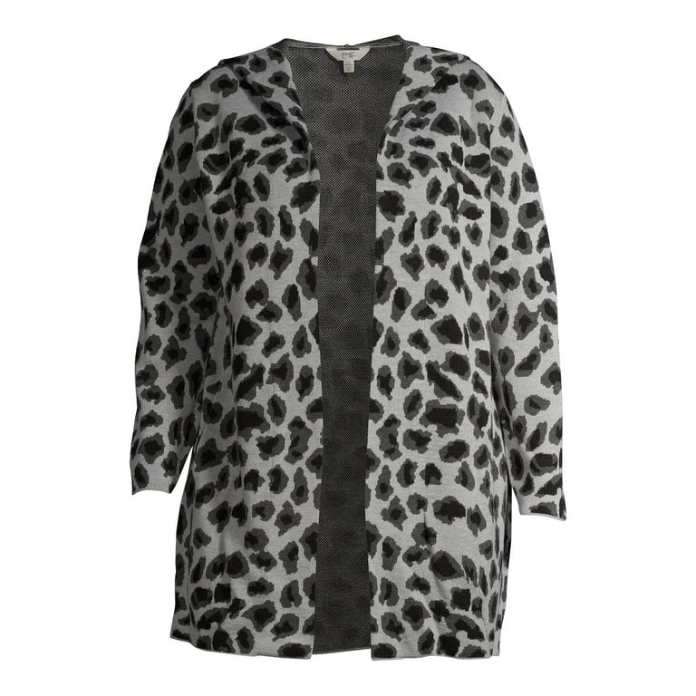 Terra Sky Women s Plus Size Leopard Jacquard Duster Cardigan