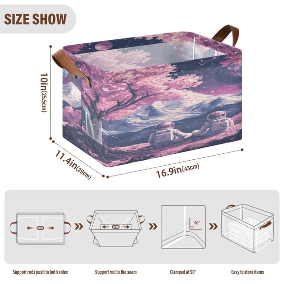 BZSMCE Collapsible Fabric Cube Storage Bins Astronauts Pattern Design Pattern Storage Box
