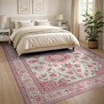 thumbnail image 3 of ODIKA Pink Boho Vintage Border Alfombra Para Cuarto Scattered Foldable Easy Care for King Size Bedroom, Master Suite, Under Bed, 3 of 6