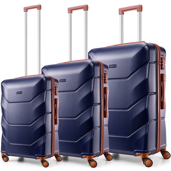 COBIZI 3 Piece Luggage Sets with Wheels, Hardshell 3 Pc Suitcases with TSA Lock Hardside & Lightweight 3-Piece Hardshell Luggage Sets for Travel 20in 24in 28in(Dark Blue)
