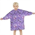 thumbnail image 3 of Purple Butterfly Pattern Blanket Hoodies for Kids 6-13YR Oversize Wearable Blanket Hoodies for Boys Girls Teens, 3 of 7