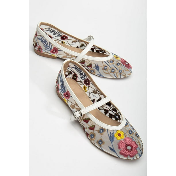 Fauna - Zapatos planos Mary Jane de malla blanca blanco 22 CM