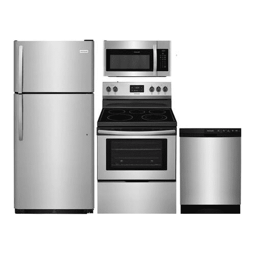 4 Piece Stainless Steel Kitchen Package with FFTR1821TS 30 Top Freezer