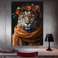 thumbnail image 6 of Mudket Leopard with Orange Flower Crown & Scarf Canvas Wall Art, Warm Autumn Boho Wall Prints Waterproof Canvas for Living Room Bedroom Home Decor , Framed Ready to Hang - 30"L x 20"W, 6 of 9