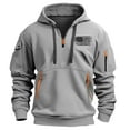 thumbnail image 2 of Juslio Sweatshirts for Men Drawstring Hoodies Pullover Long Sleeve Zip Pockets Hooded Sweatshirts Gray S, 2 of 4